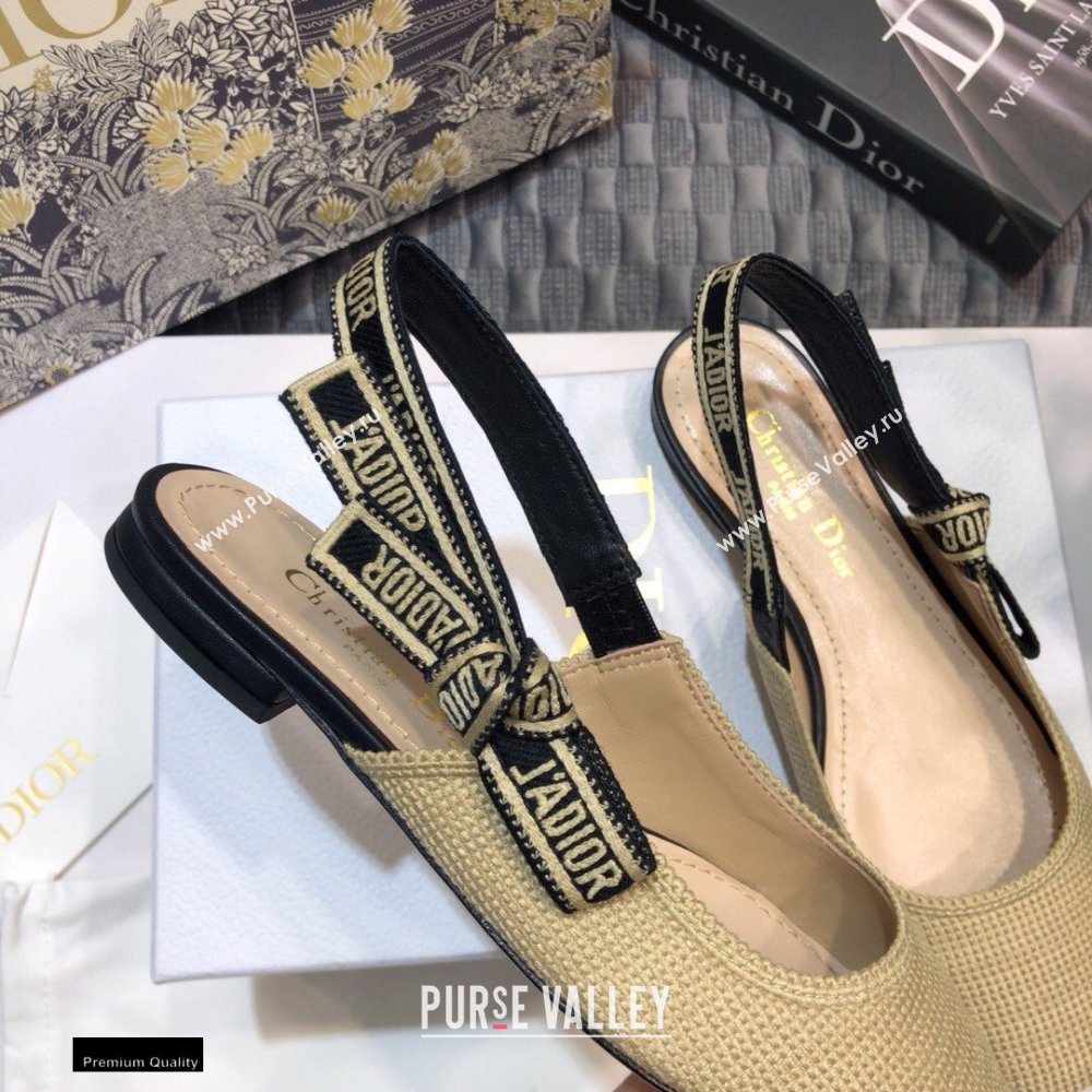 Dior Heel 1.5cm Moi JAdior Embroidered Slingback Ballerina Flats Beige 2021 (jincheng-21022531)