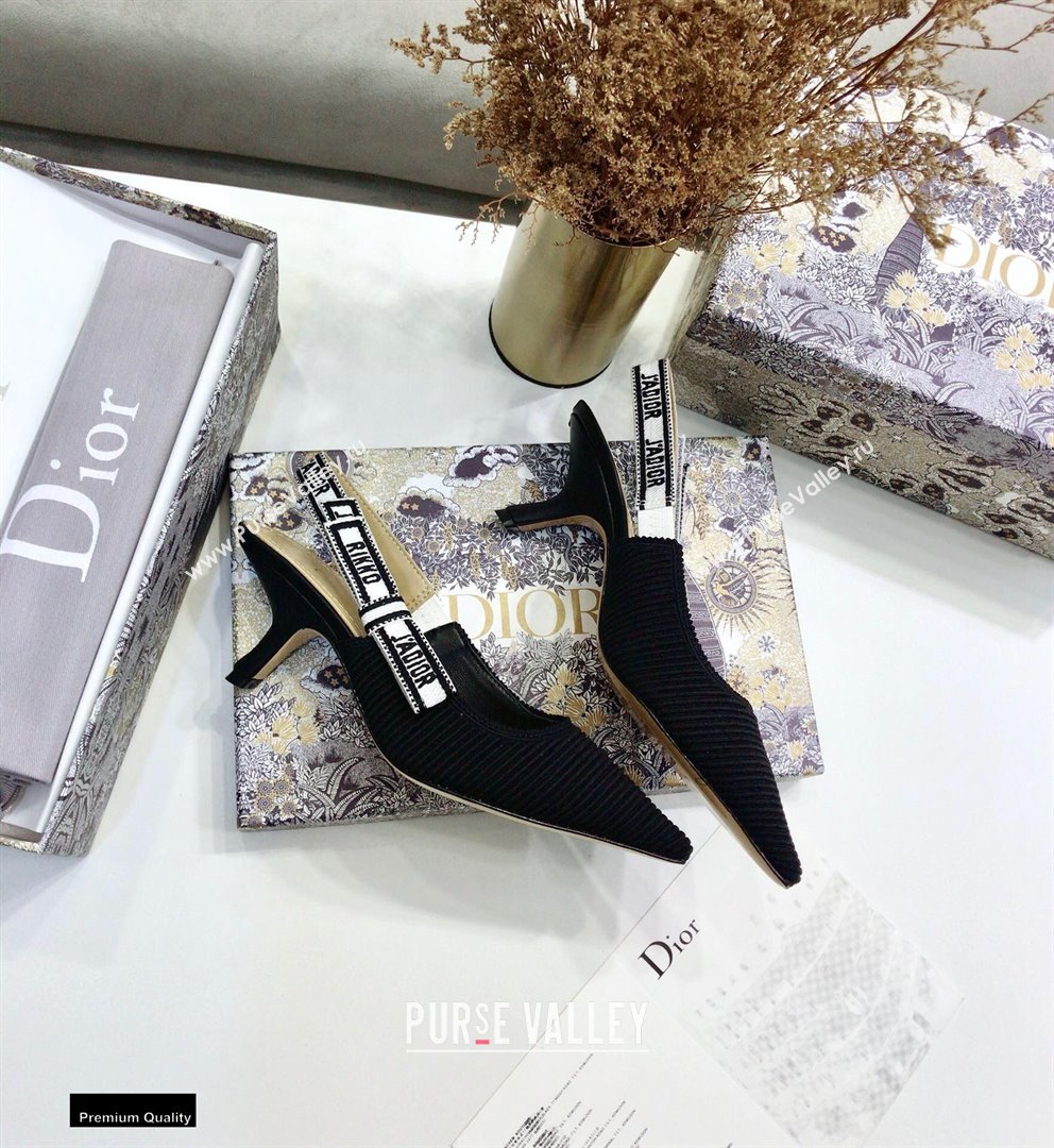 Dior Heel 6.5cm JAdior Embroidered Slingback Pumps Black 2021 (jincheng-21022528)