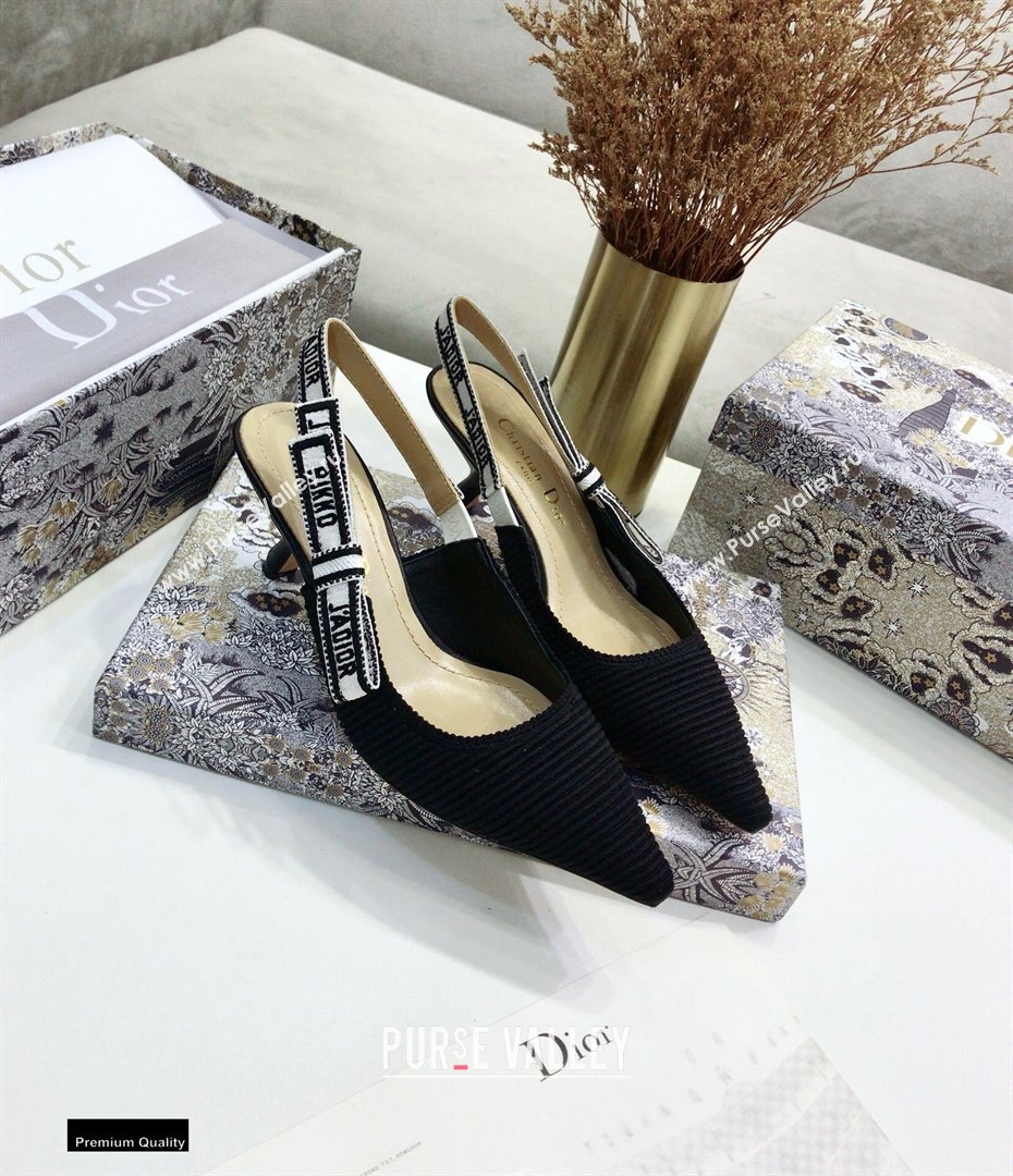 Dior Heel 6.5cm JAdior Embroidered Slingback Pumps Black 2021 (jincheng-21022528)