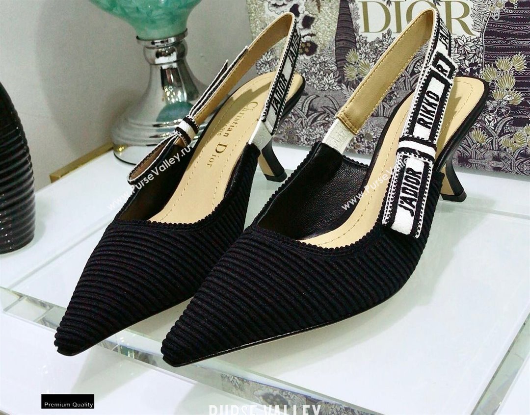 Dior Heel 6.5cm JAdior Embroidered Slingback Pumps Black 2021 (jincheng-21022528)