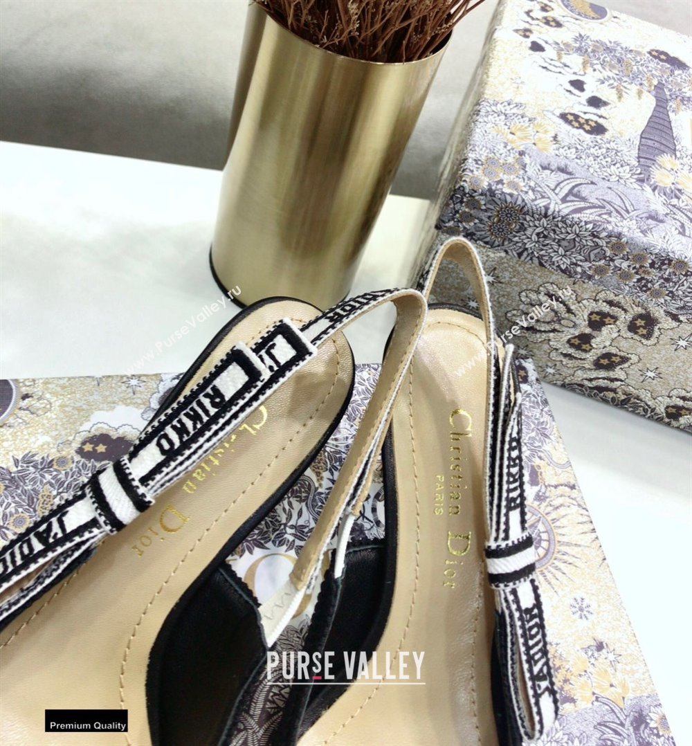 Dior Heel 6.5cm JAdior Embroidered Slingback Pumps Black 2021 (jincheng-21022528)