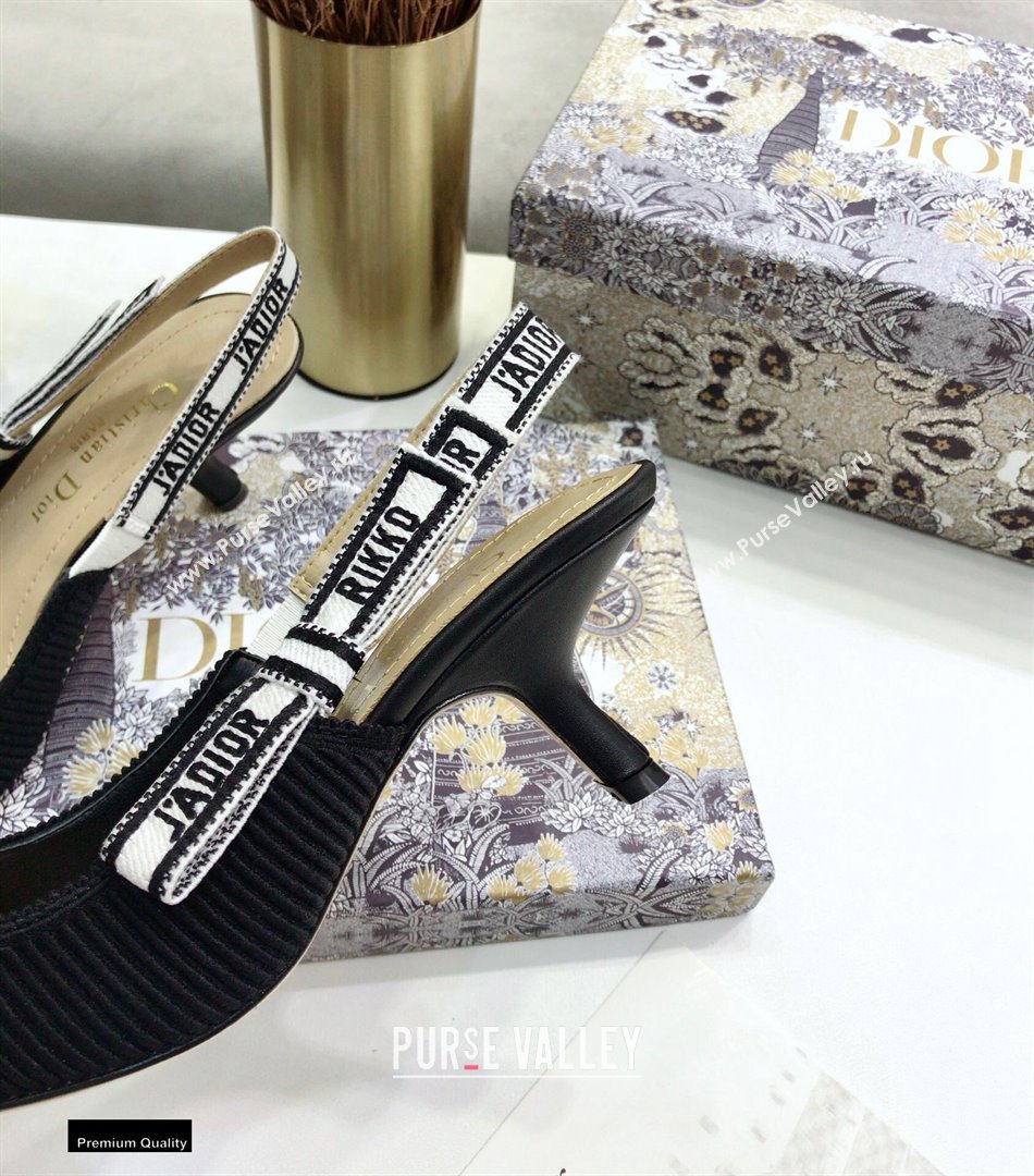 Dior Heel 6.5cm JAdior Embroidered Slingback Pumps Black 2021 (jincheng-21022528)