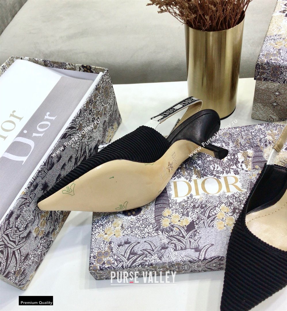 Dior Heel 6.5cm JAdior Embroidered Slingback Pumps Black 2021 (jincheng-21022528)