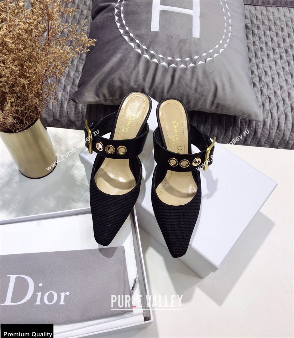 Dior D-Dior Heel 7.5cm Mules Technical Fabric Black 2021 (jincheng-21022405)