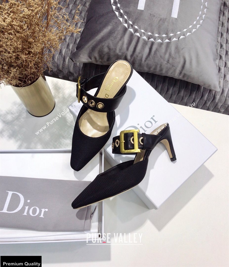 Dior D-Dior Heel 7.5cm Mules Technical Fabric Black 2021 (jincheng-21022405)