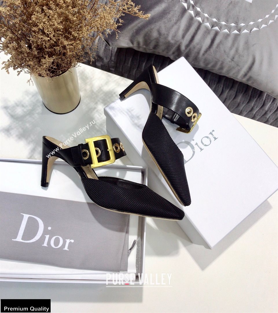 Dior D-Dior Heel 7.5cm Mules Technical Fabric Black 2021 (jincheng-21022405)