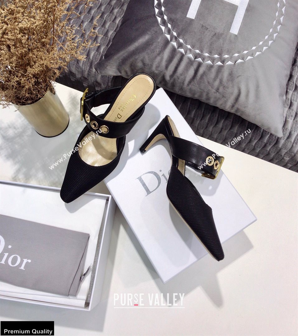 Dior D-Dior Heel 7.5cm Mules Technical Fabric Black 2021 (jincheng-21022405)
