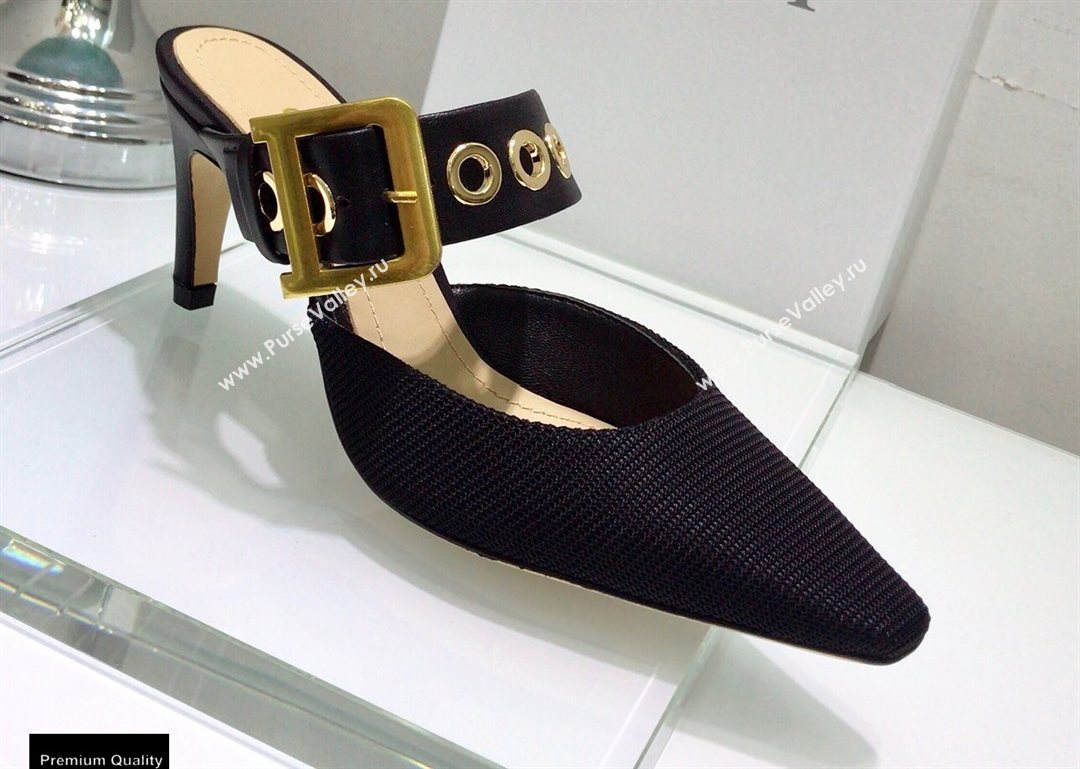 Dior D-Dior Heel 7.5cm Mules Technical Fabric Black 2021 (jincheng-21022405)