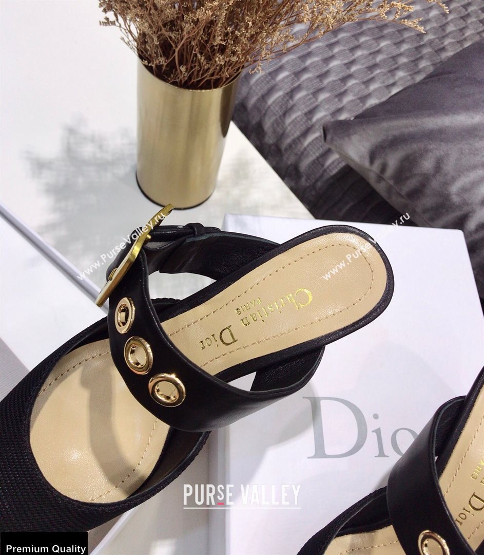 Dior D-Dior Heel 7.5cm Mules Technical Fabric Black 2021 (jincheng-21022405)