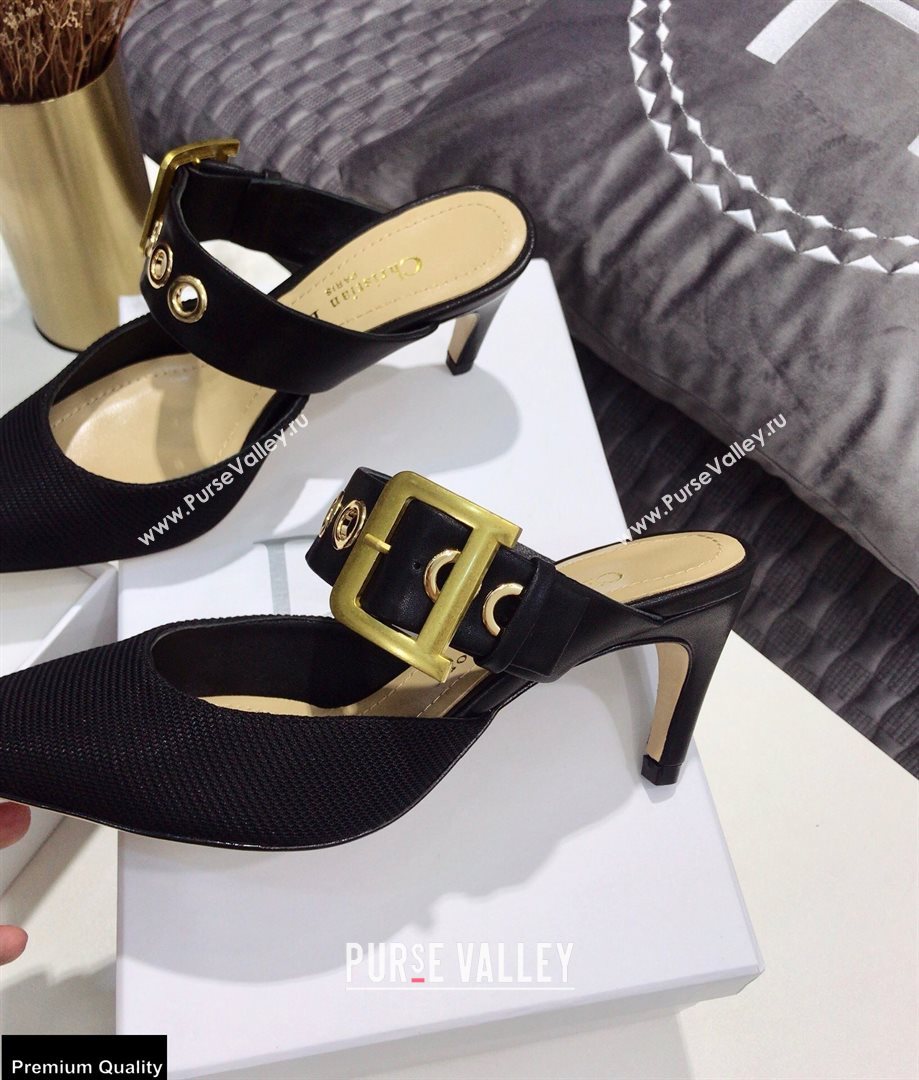 Dior D-Dior Heel 7.5cm Mules Technical Fabric Black 2021 (jincheng-21022405)