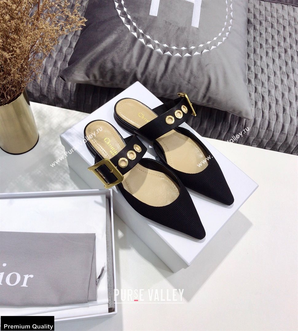 Dior D-Dior Flats Mules Technical Fabric Black 2021 (jincheng-21022406)