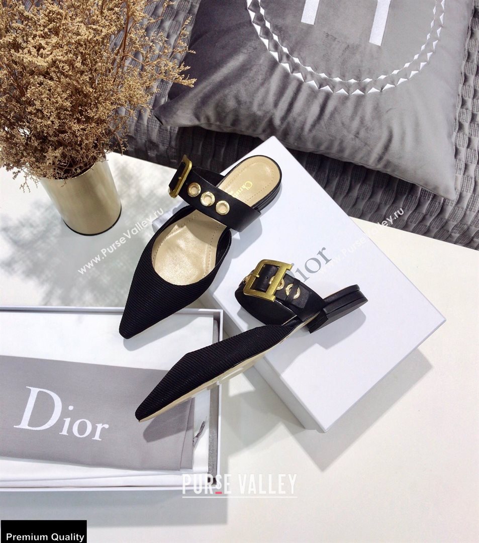 Dior D-Dior Flats Mules Technical Fabric Black 2021 (jincheng-21022406)