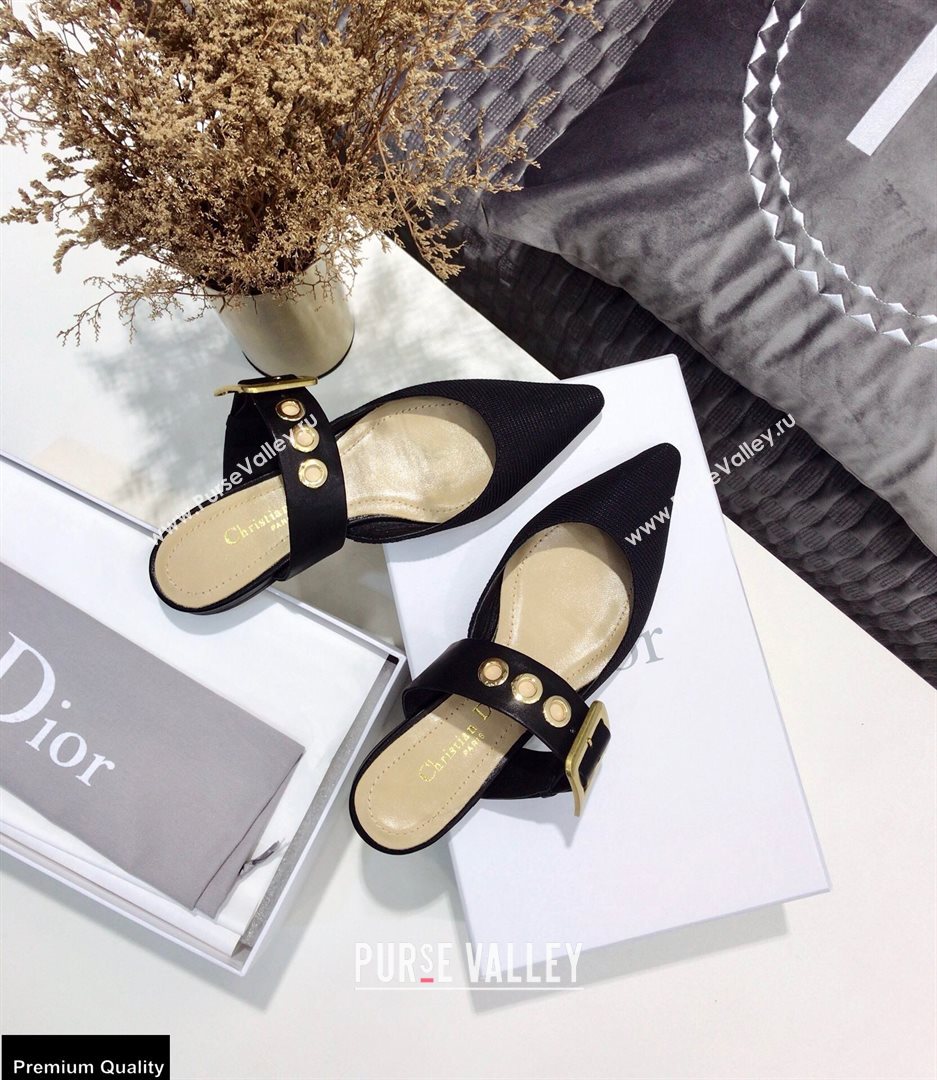 Dior D-Dior Flats Mules Technical Fabric Black 2021 (jincheng-21022406)