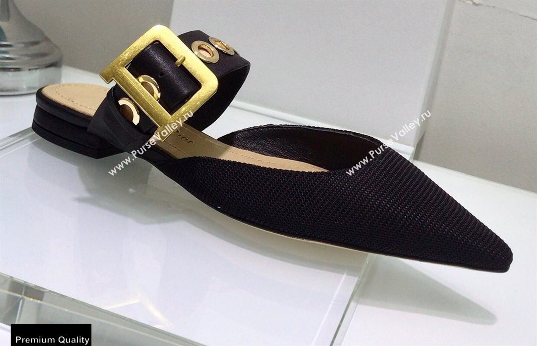 Dior D-Dior Flats Mules Technical Fabric Black 2021 (jincheng-21022406)