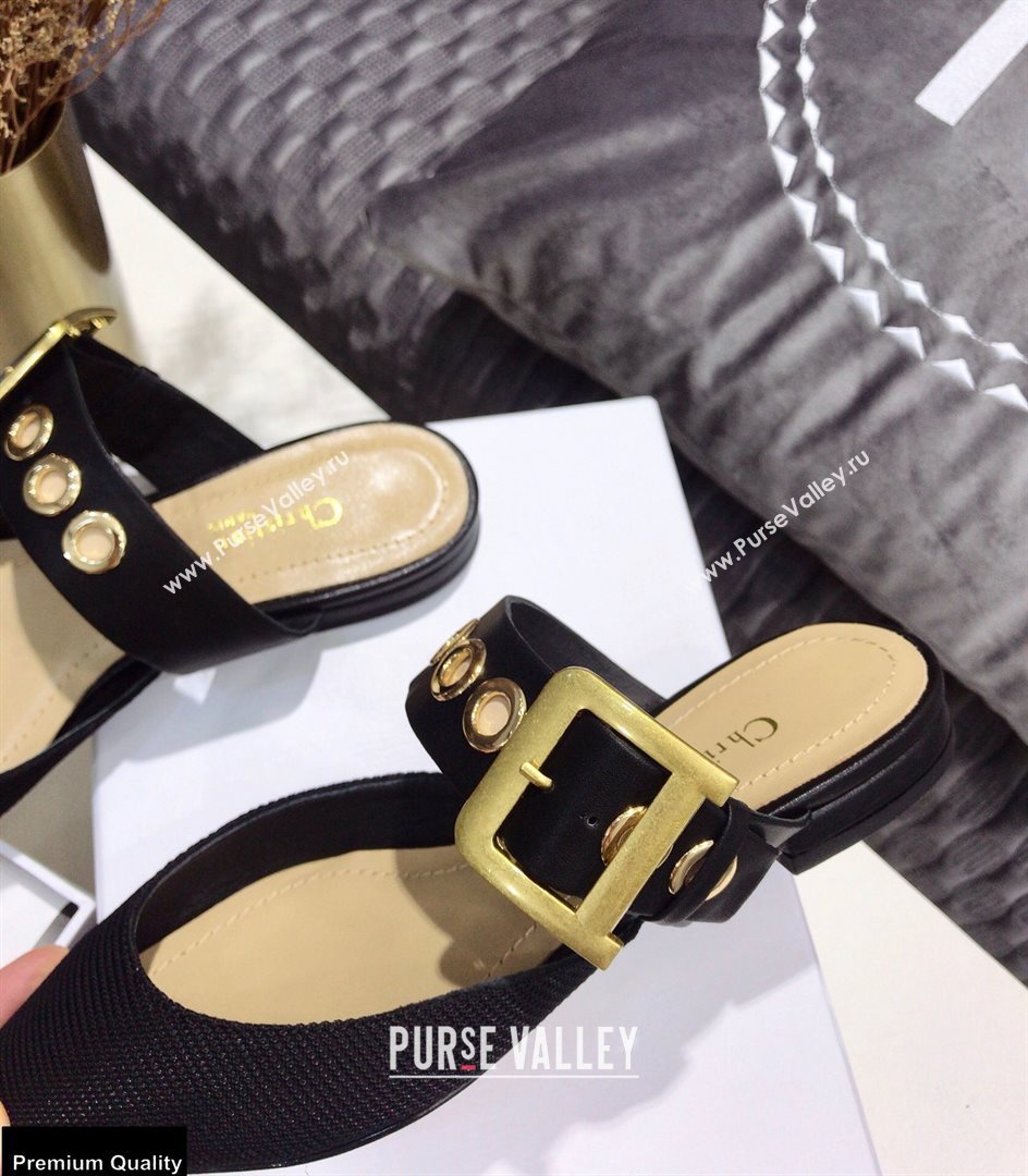 Dior D-Dior Flats Mules Technical Fabric Black 2021 (jincheng-21022406)