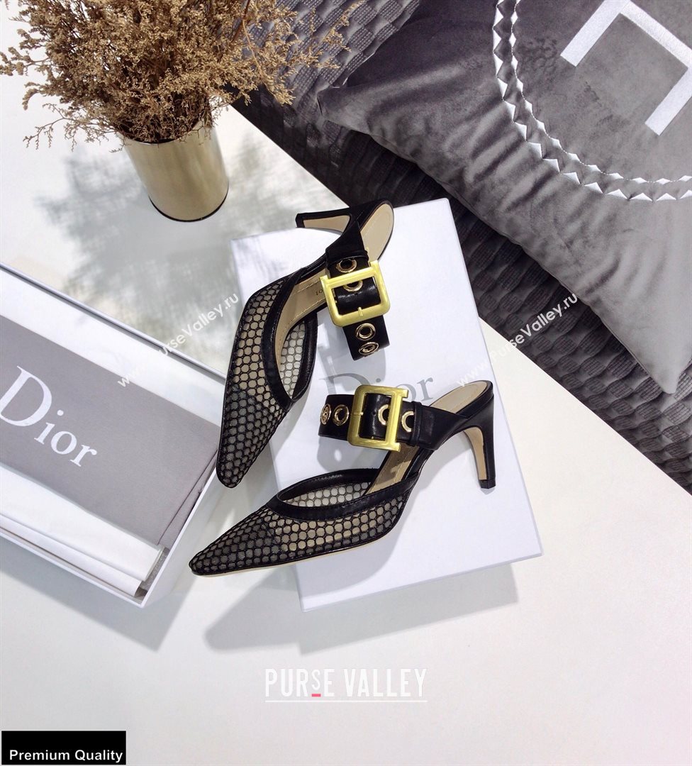 Dior D-Dior Heel 7.5cm Mules Mesh Black 2021 (jincheng-21022401)