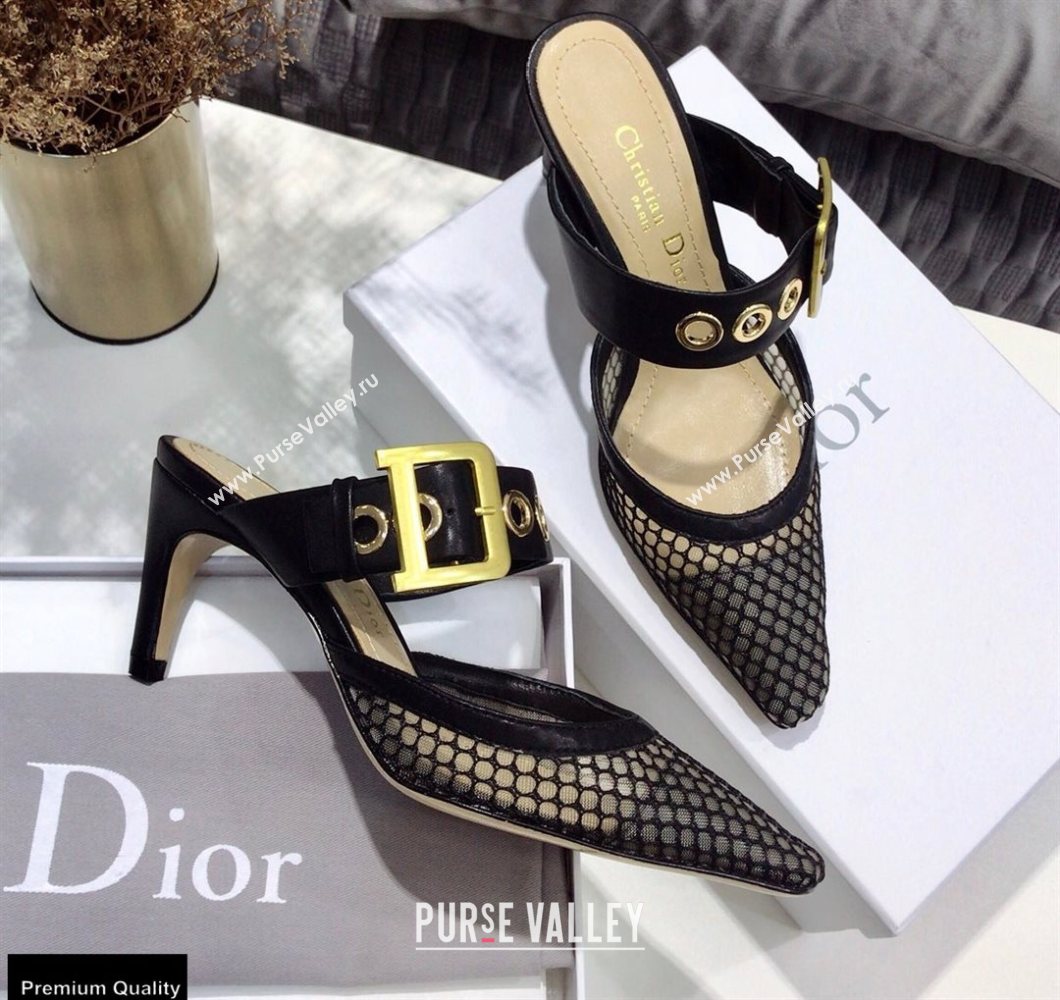 Dior D-Dior Heel 7.5cm Mules Mesh Black 2021 (jincheng-21022401)