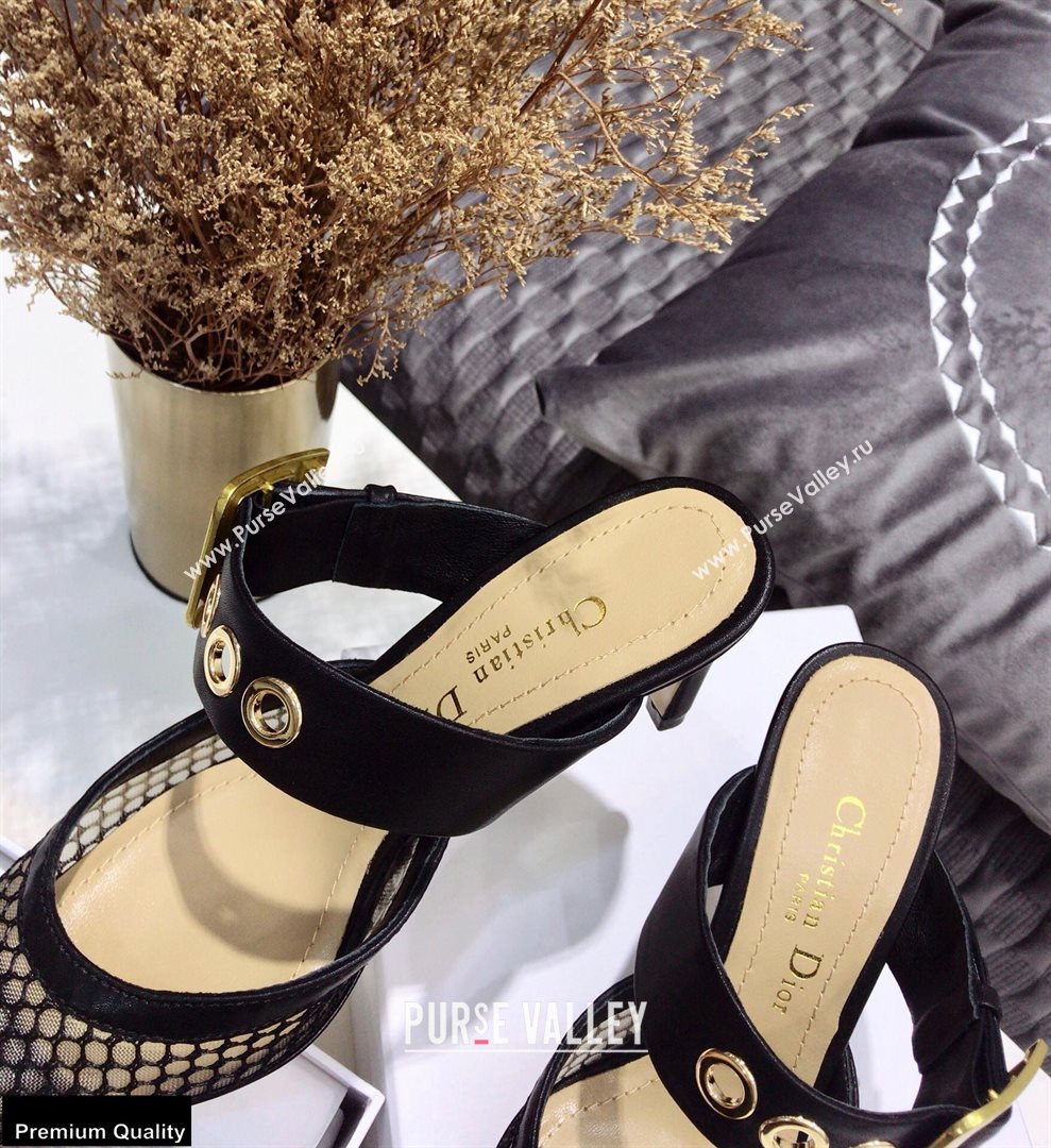 Dior D-Dior Heel 7.5cm Mules Mesh Black 2021 (jincheng-21022401)
