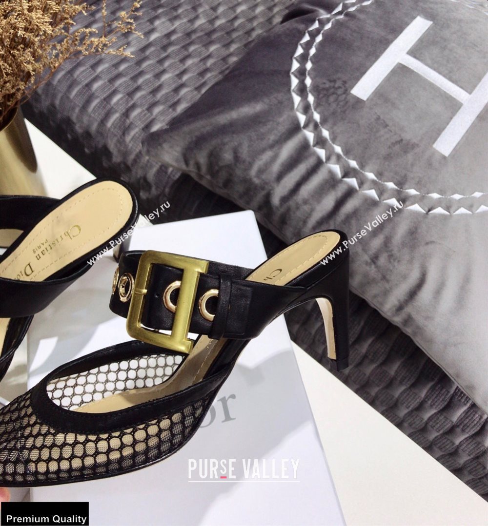 Dior D-Dior Heel 7.5cm Mules Mesh Black 2021 (jincheng-21022401)