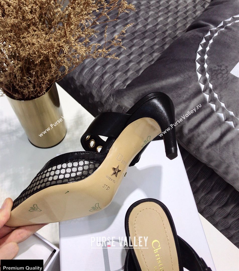 Dior D-Dior Heel 7.5cm Mules Mesh Black 2021 (jincheng-21022401)