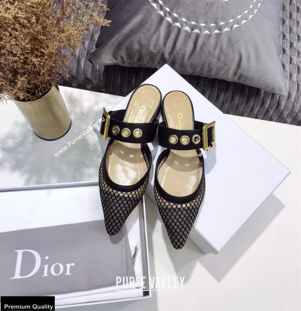 Dior D-Dior Flats Mules Mesh Black 2021 (jincheng-21022402)