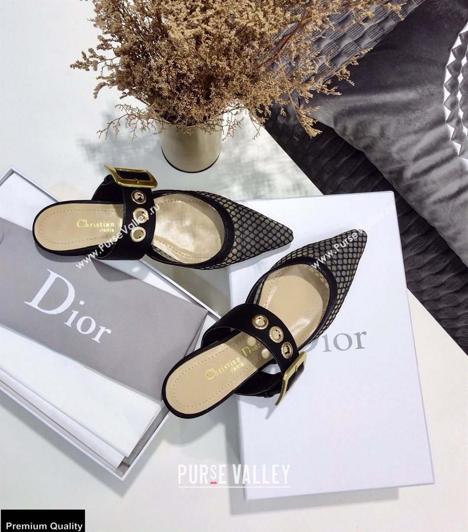 Dior D-Dior Flats Mules Mesh Black 2021 (jincheng-21022402)