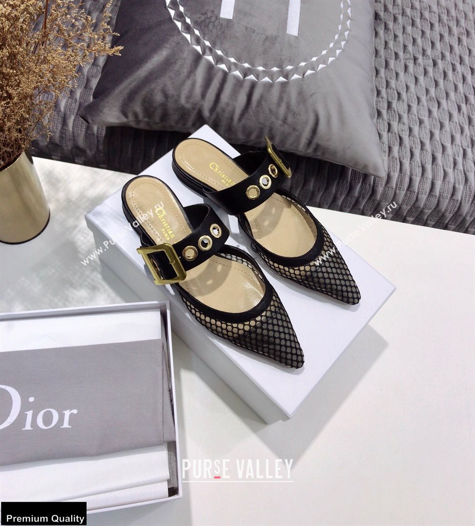 Dior D-Dior Flats Mules Mesh Black 2021 (jincheng-21022402)