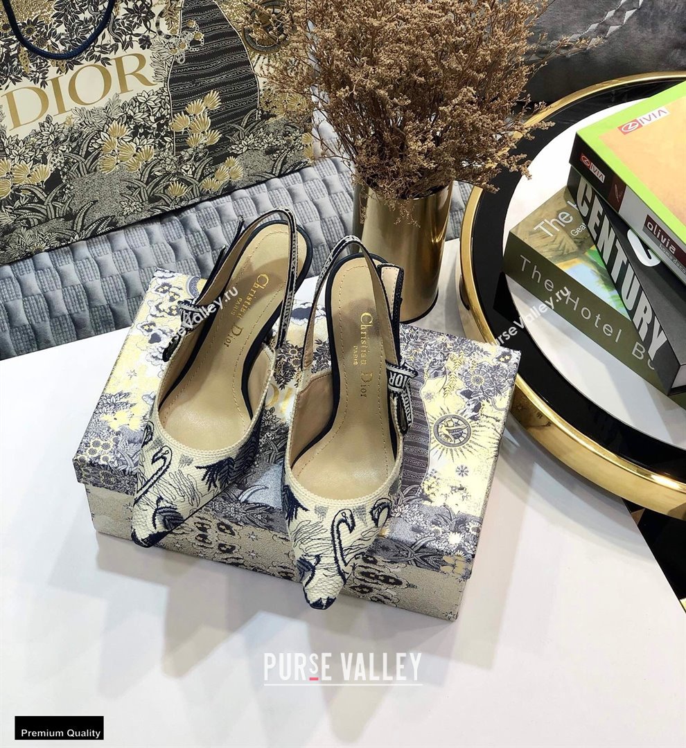Dior Heel 9.5cm JAdior Slingback Pumps Flamingo Embroidered 2021 (jincheng-21022516)