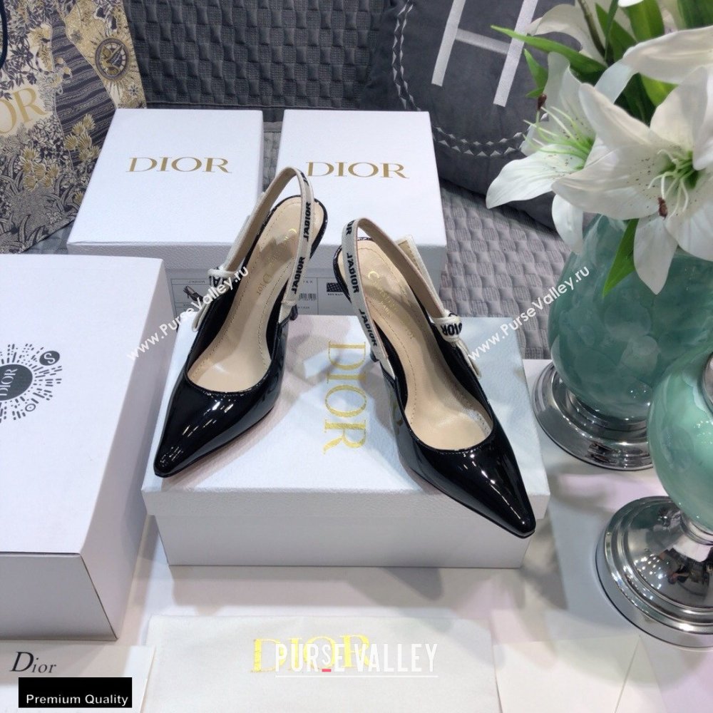 Dior Heel 9.5cm JAdior Slingback Pumps Patent Calfskin Black 2021 (jincheng-21022501)