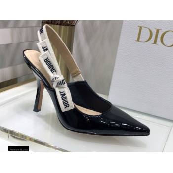 Dior Heel 9.5cm JAdior Slingback Pumps Patent Calfskin Black 2021 (jincheng-21022501)