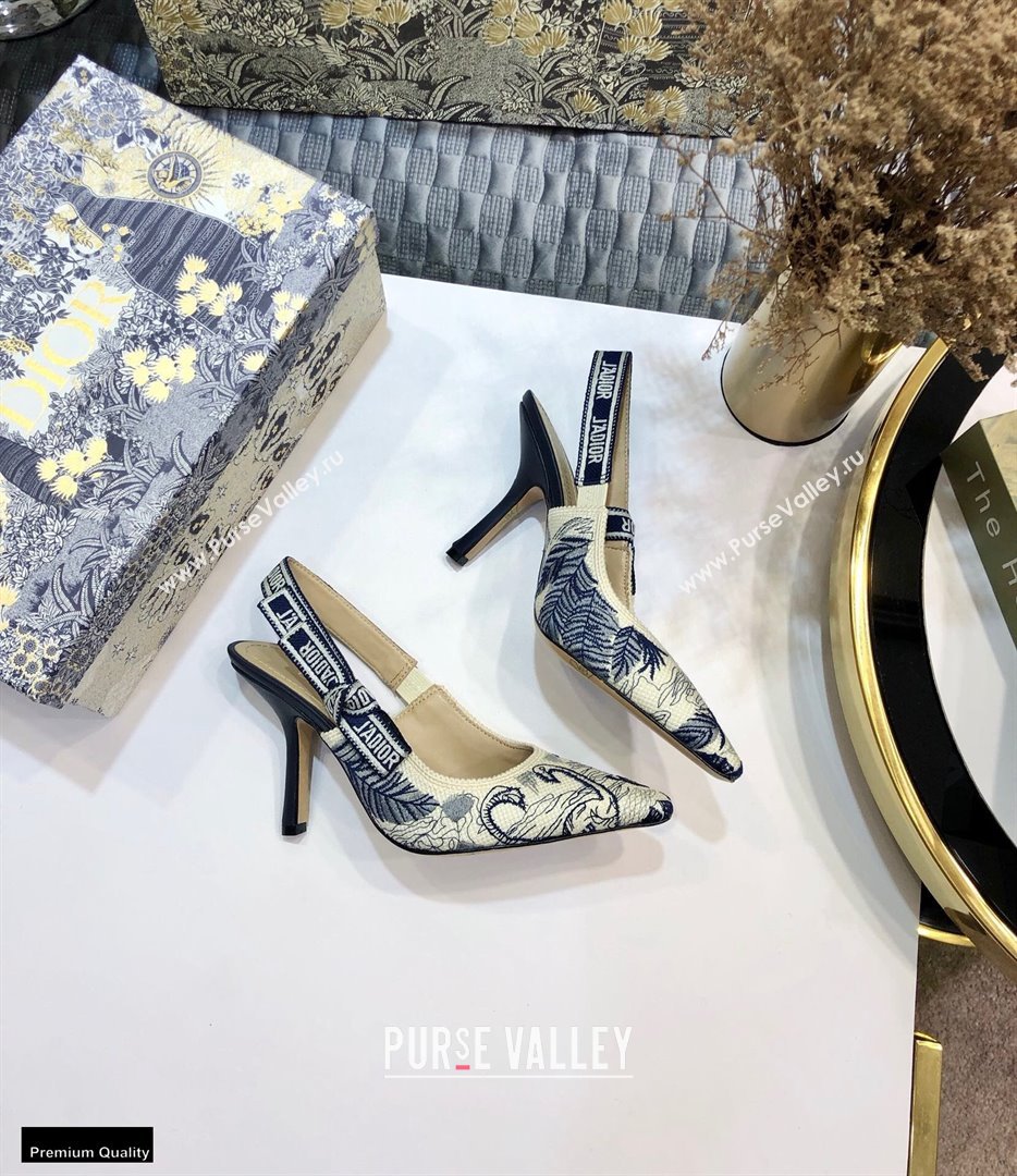 Dior Heel 9.5cm JAdior Slingback Pumps Flamingo Embroidered 2021 (jincheng-21022516)
