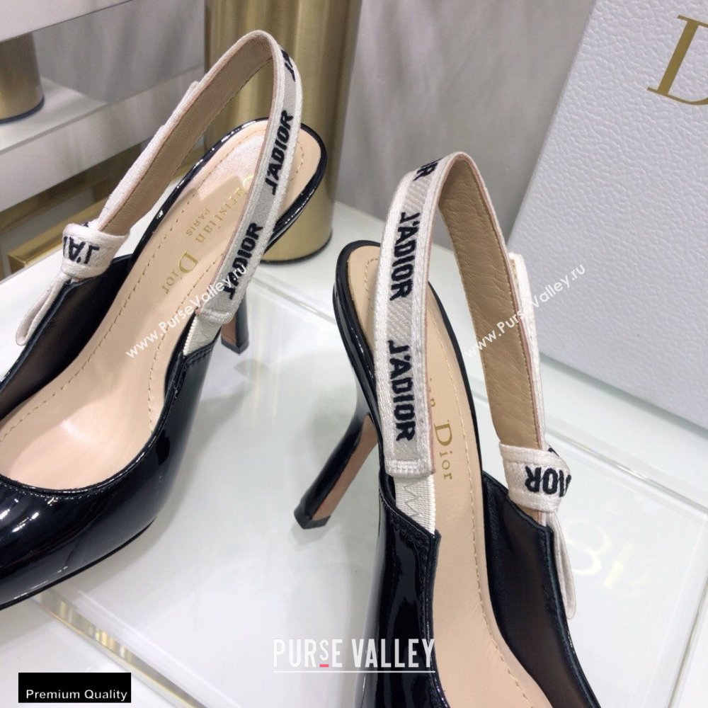 Dior Heel 9.5cm JAdior Slingback Pumps Patent Calfskin Black 2021 (jincheng-21022501)
