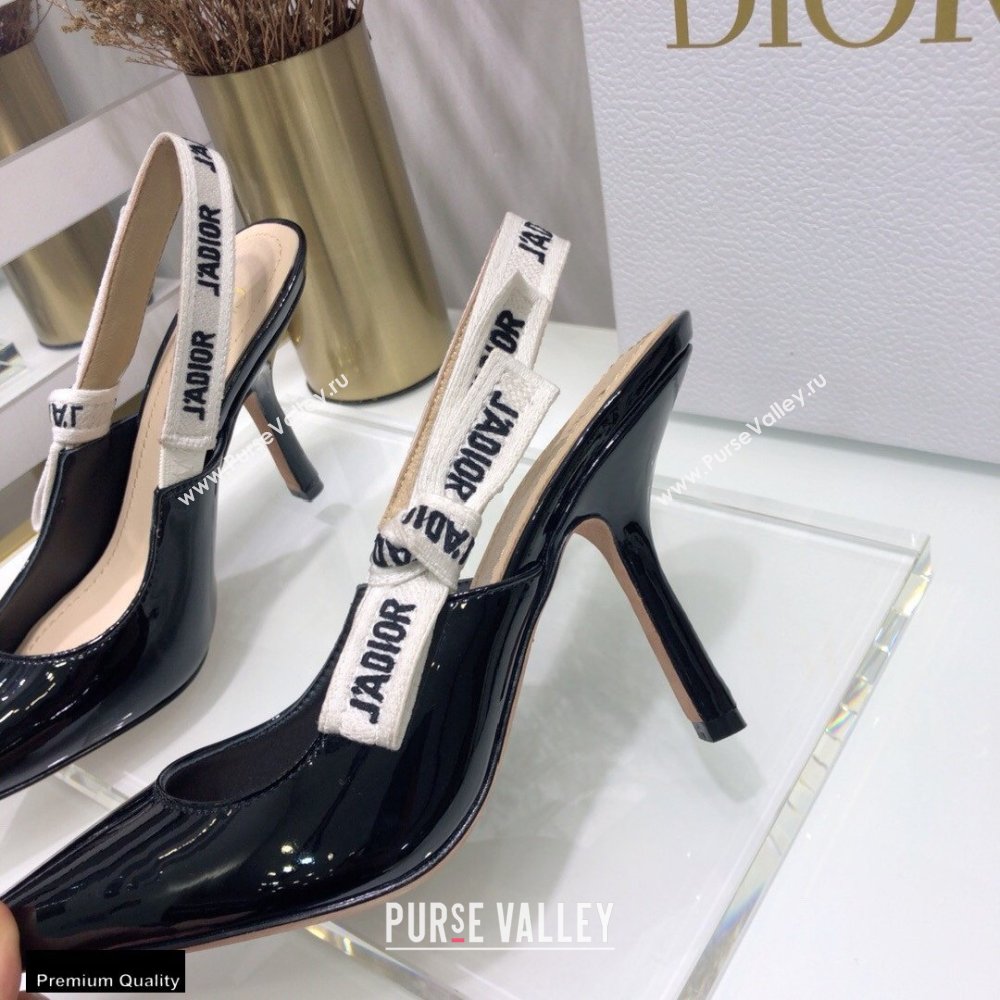 Dior Heel 9.5cm JAdior Slingback Pumps Patent Calfskin Black 2021 (jincheng-21022501)