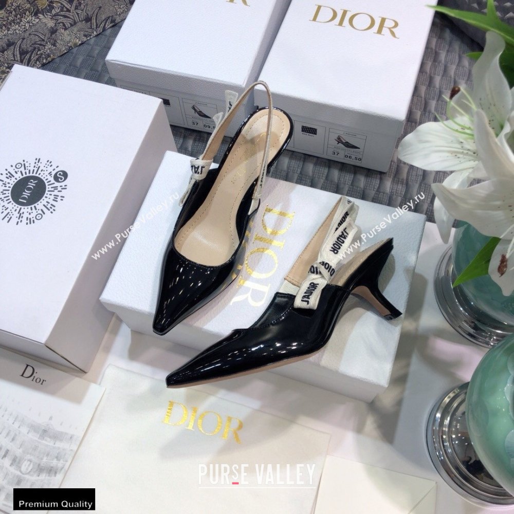 Dior Heel 6.5cm JAdior Slingback Pumps Patent Calfskin Black 2021 (jincheng-21022502)