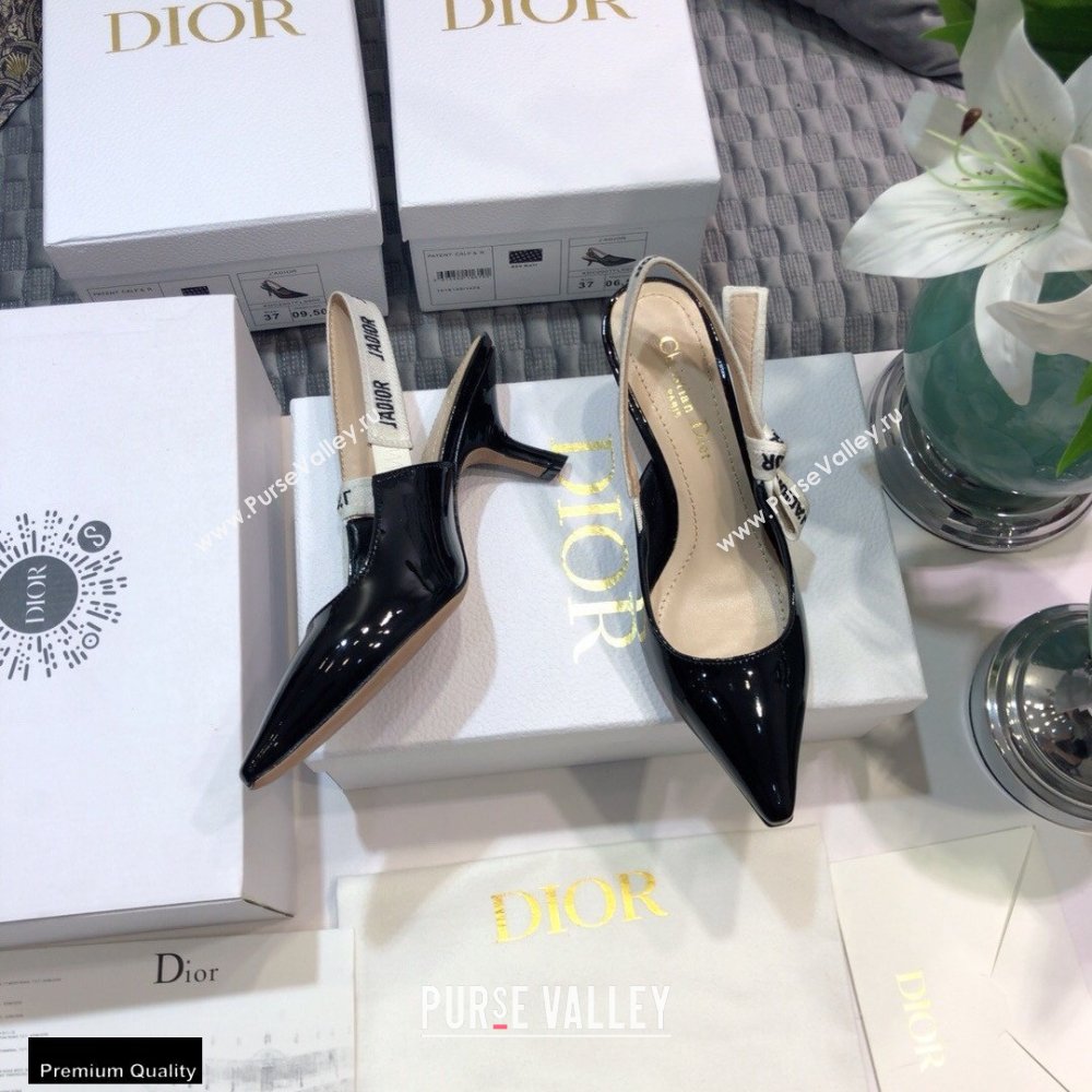 Dior Heel 6.5cm JAdior Slingback Pumps Patent Calfskin Black 2021 (jincheng-21022502)