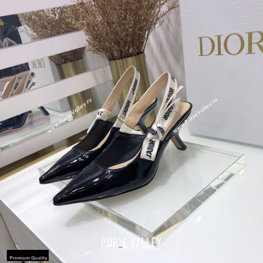 Dior Heel 6.5cm JAdior Slingback Pumps Patent Calfskin Black 2021 (jincheng-21022502)