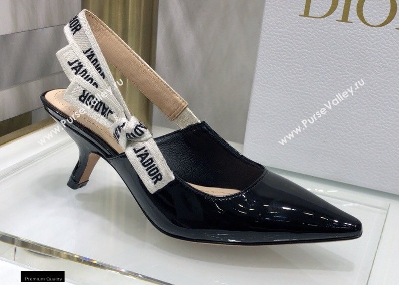 Dior Heel 6.5cm JAdior Slingback Pumps Patent Calfskin Black 2021 (jincheng-21022502)