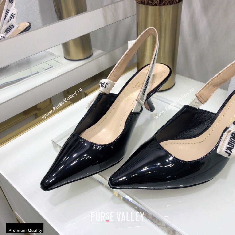 Dior Heel 6.5cm JAdior Slingback Pumps Patent Calfskin Black 2021 (jincheng-21022502)