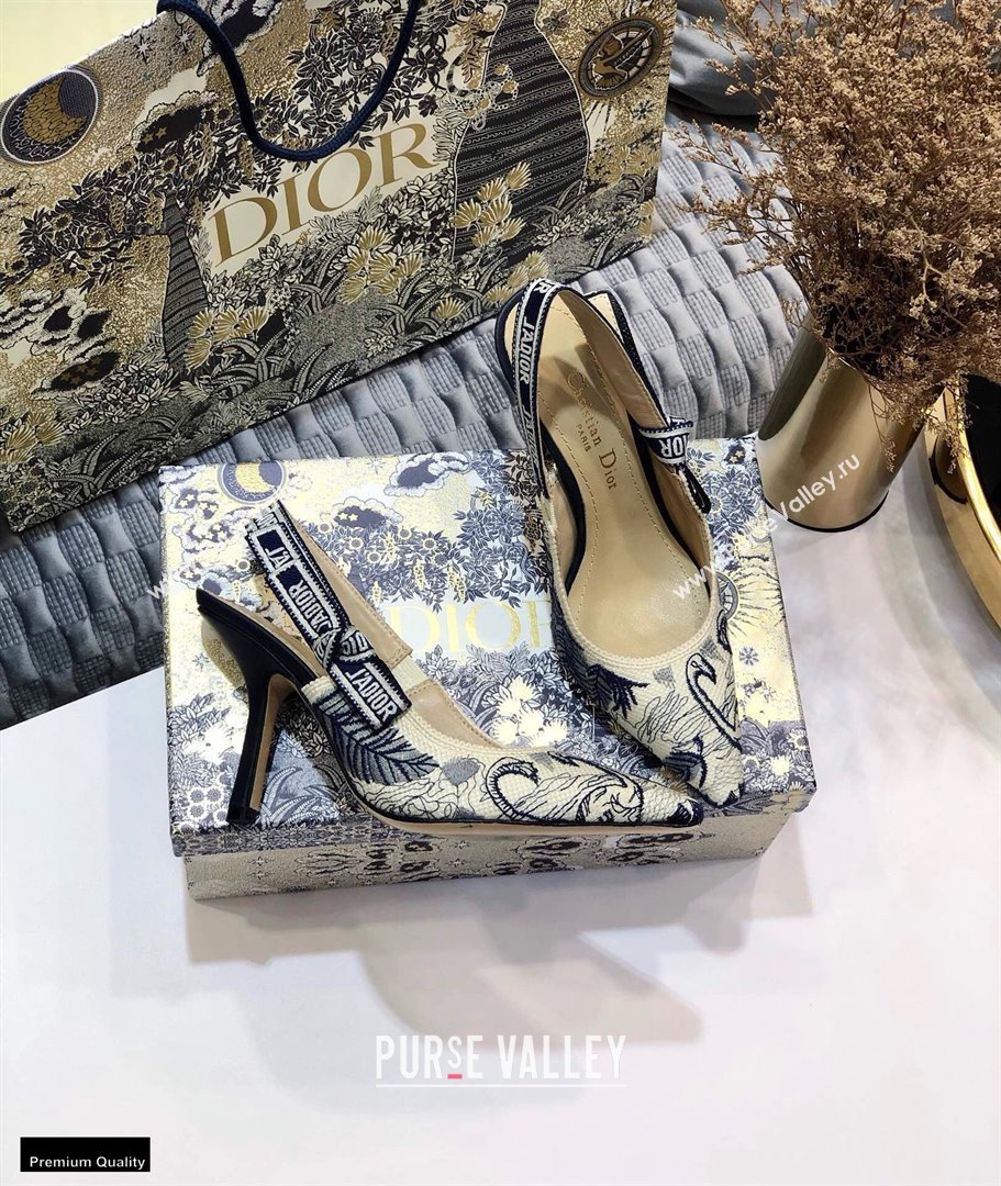 Dior Heel 9.5cm JAdior Slingback Pumps Flamingo Embroidered 2021 (jincheng-21022516)