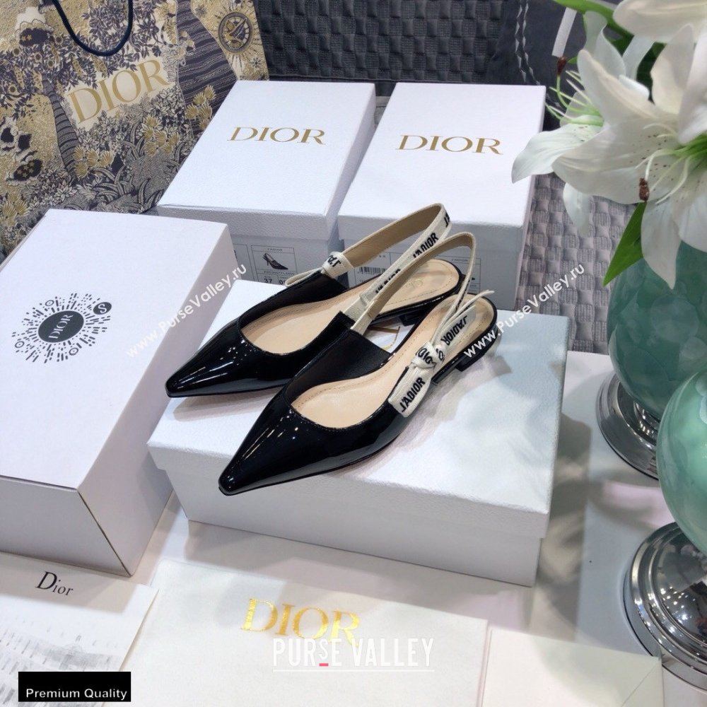 Dior JAdior Slingback Ballerina Flats Patent Calfskin Black 2021 (jincheng-21022503)