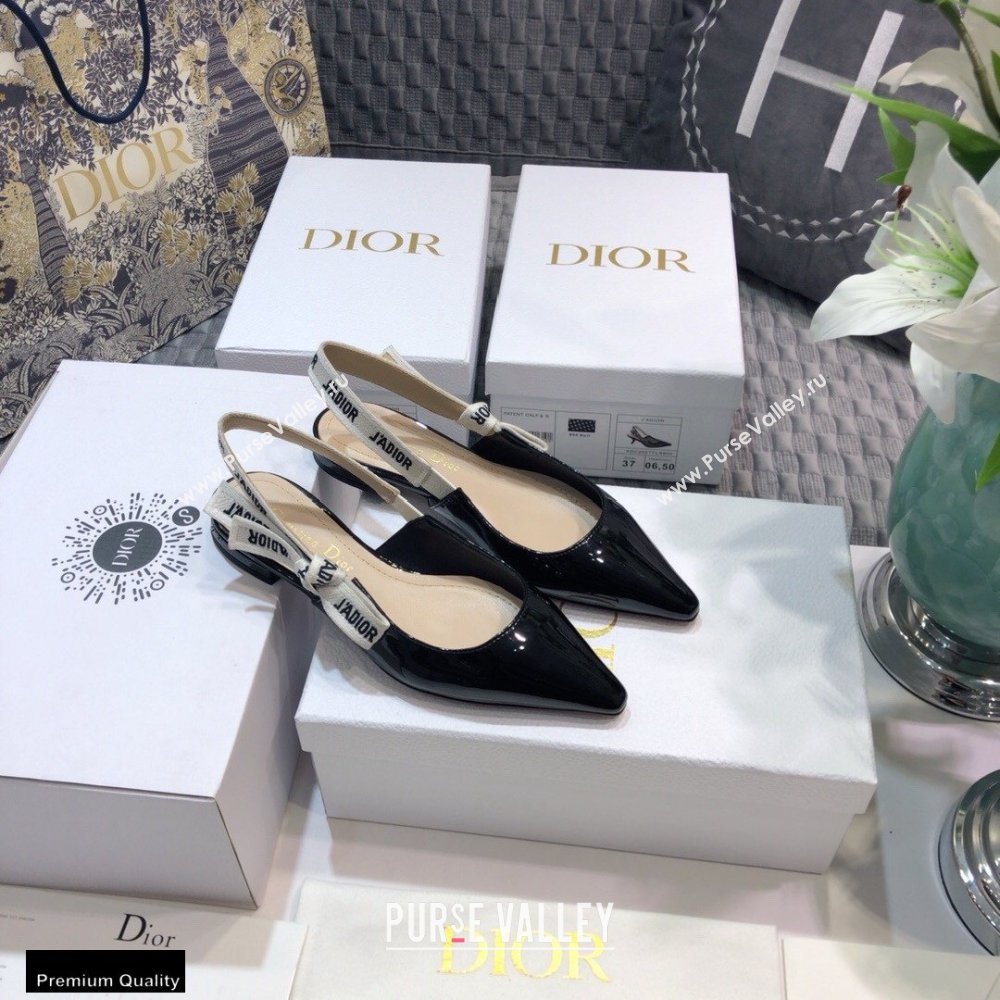 Dior JAdior Slingback Ballerina Flats Patent Calfskin Black 2021 (jincheng-21022503)