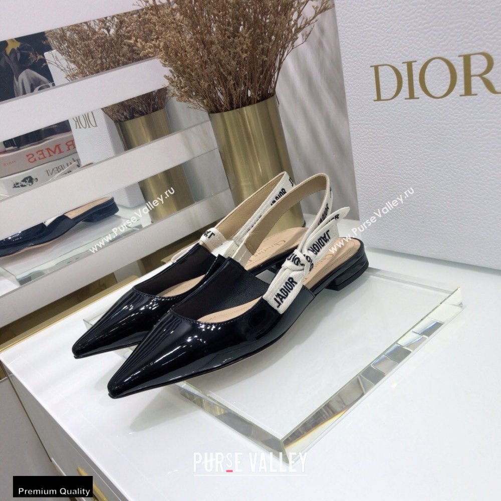Dior JAdior Slingback Ballerina Flats Patent Calfskin Black 2021 (jincheng-21022503)