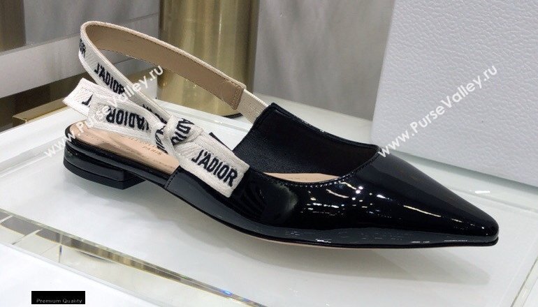 Dior JAdior Slingback Ballerina Flats Patent Calfskin Black 2021 (jincheng-21022503)
