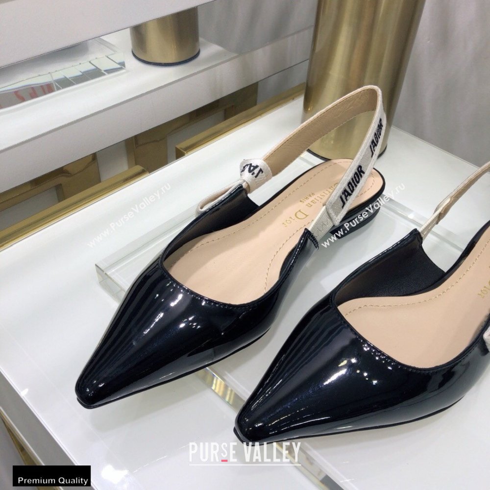 Dior JAdior Slingback Ballerina Flats Patent Calfskin Black 2021 (jincheng-21022503)