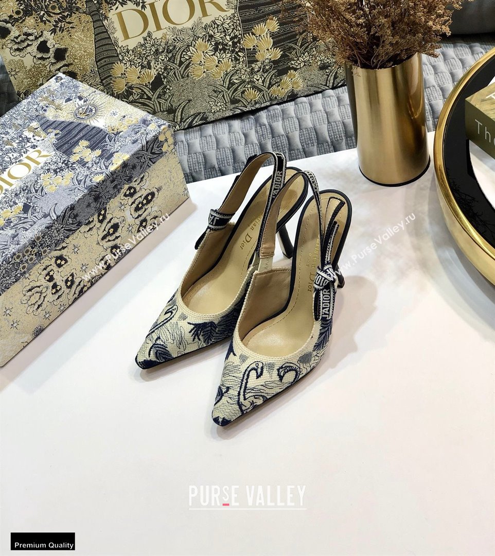 Dior Heel 9.5cm JAdior Slingback Pumps Flamingo Embroidered 2021 (jincheng-21022516)