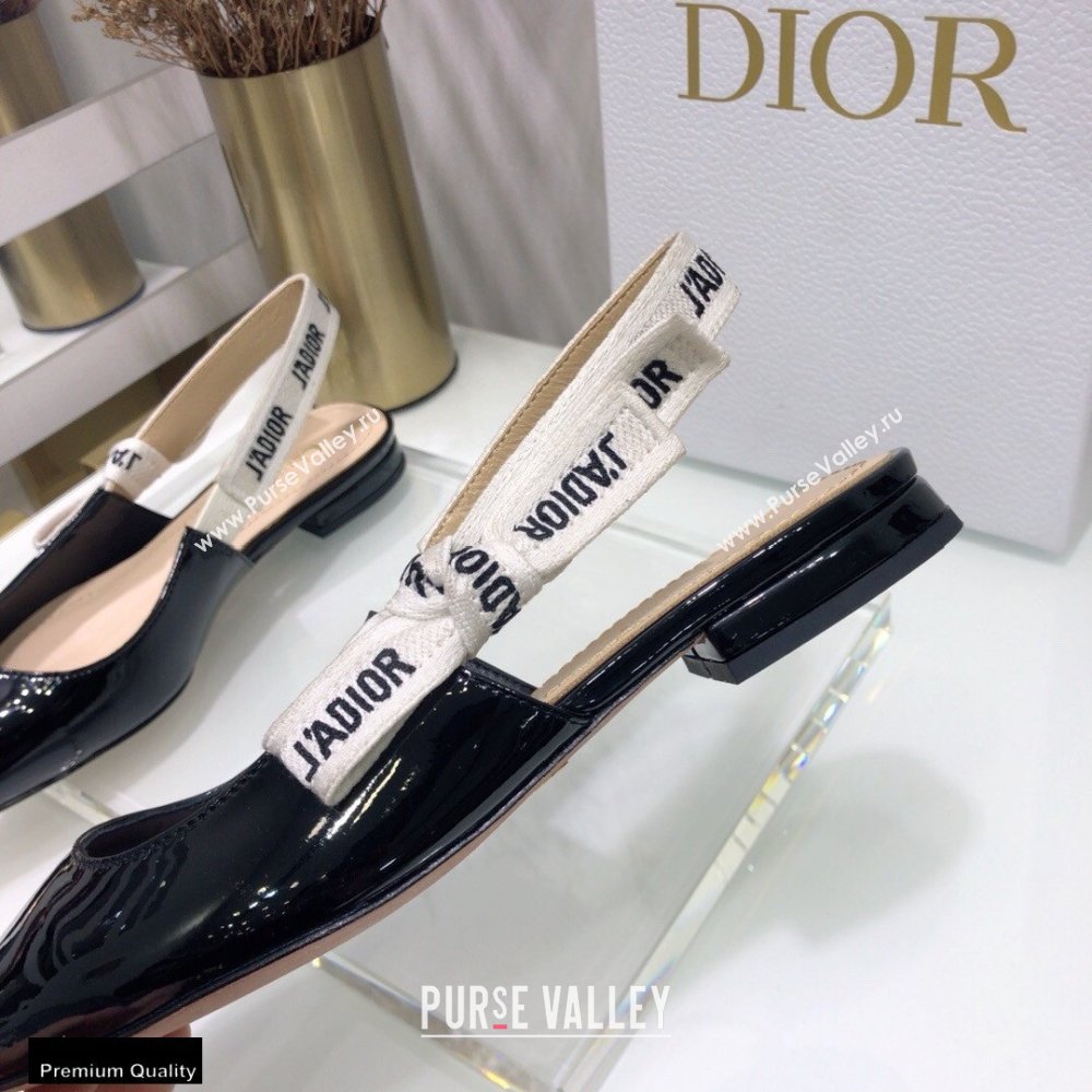Dior JAdior Slingback Ballerina Flats Patent Calfskin Black 2021 (jincheng-21022503)