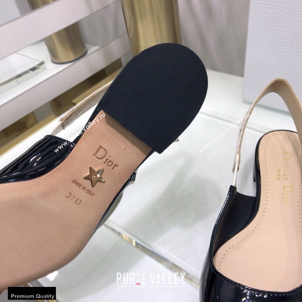 Dior JAdior Slingback Ballerina Flats Patent Calfskin Black 2021 (jincheng-21022503)