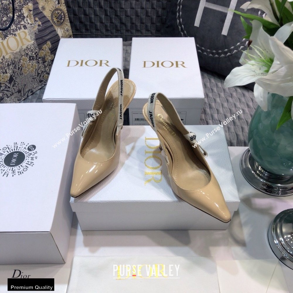 Dior Heel 9.5cm JAdior Slingback Pumps Patent Calfskin Nude 2021 (jincheng-21022504)