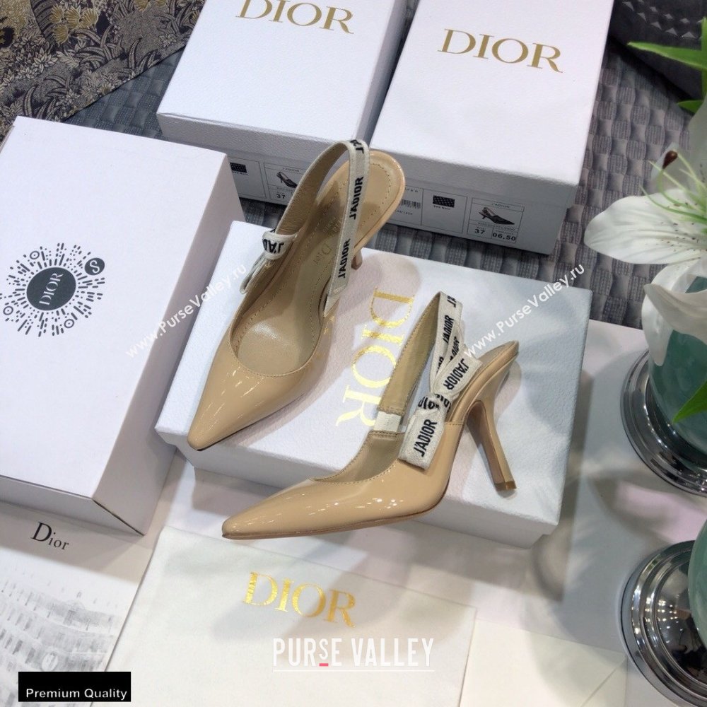 Dior Heel 9.5cm JAdior Slingback Pumps Patent Calfskin Nude 2021 (jincheng-21022504)