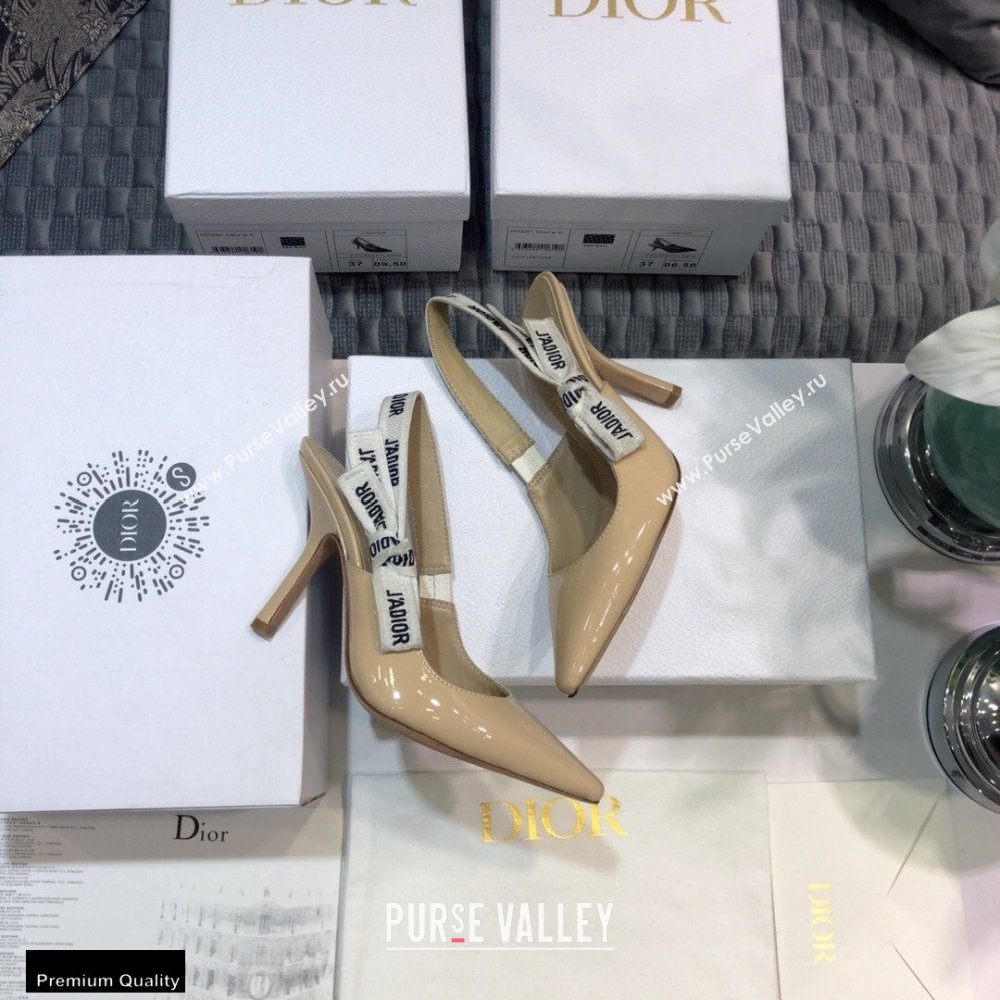 Dior Heel 9.5cm JAdior Slingback Pumps Patent Calfskin Nude 2021 (jincheng-21022504)